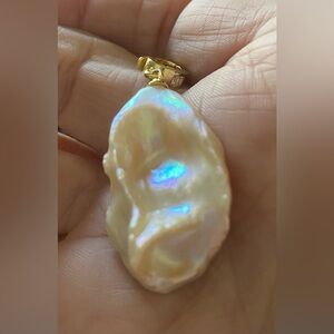 SOLD! Elegant Gold and Iridescent Pearl Pendant